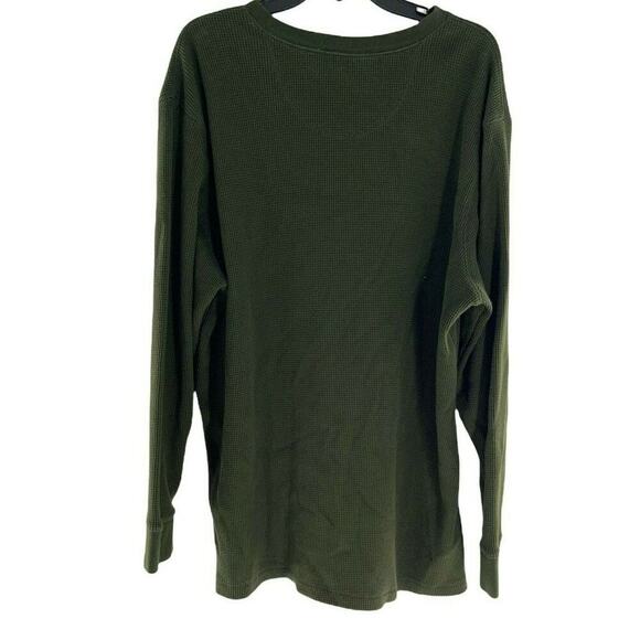 Outdoor Life Men's Henley Waffle Knit 1/4 Front Button Army Green Shirt Size XXL - Picture 5 of 8